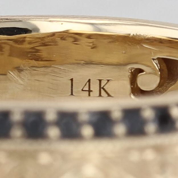 Neil Lane 0.50ctw Black Diamond Ornate Etched Ring 14k Yellow Gold Wedding Band