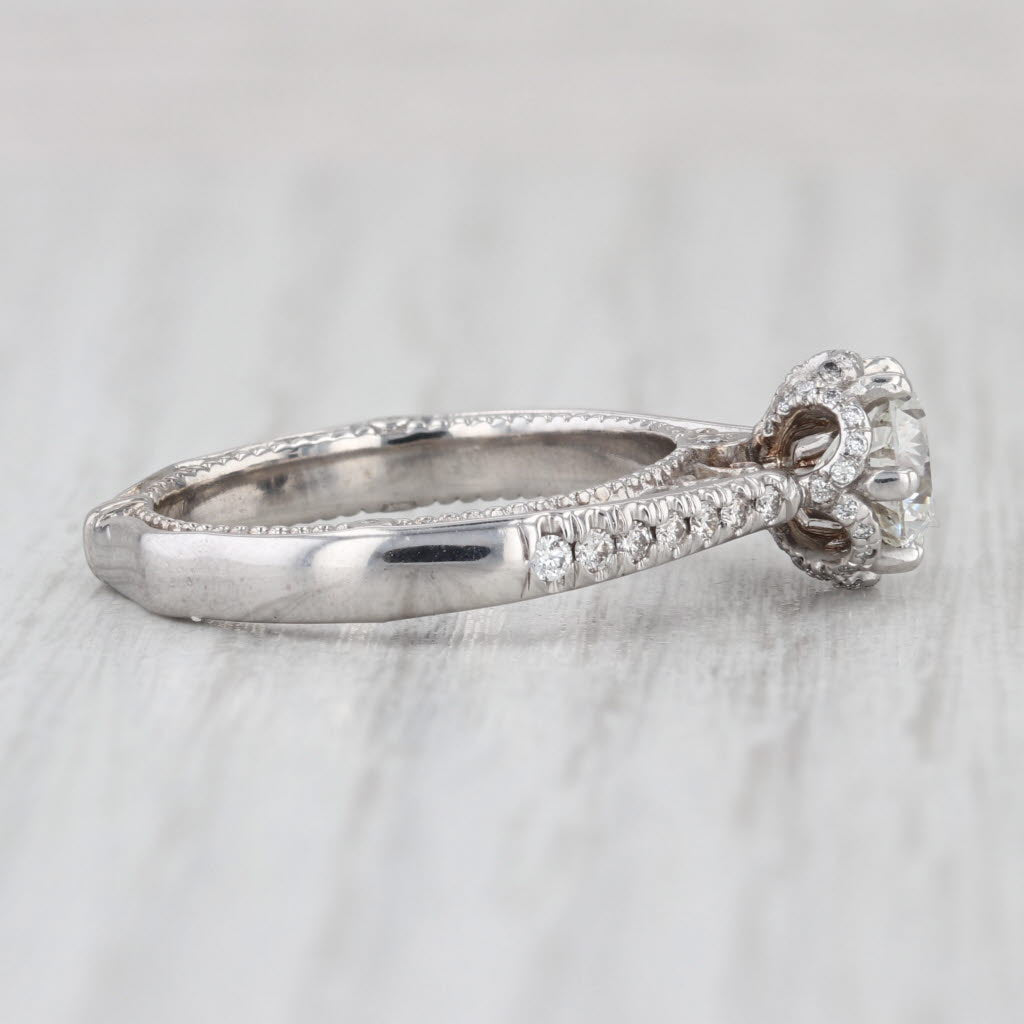 Veraggio 1.47ctw Diamond Halo Engagement Ring w/ Box GIA 18k White Gold Filigree
