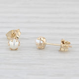 Cultured Pearl Stud Earrings 14k Yellow Gold Round Solitaire Studs