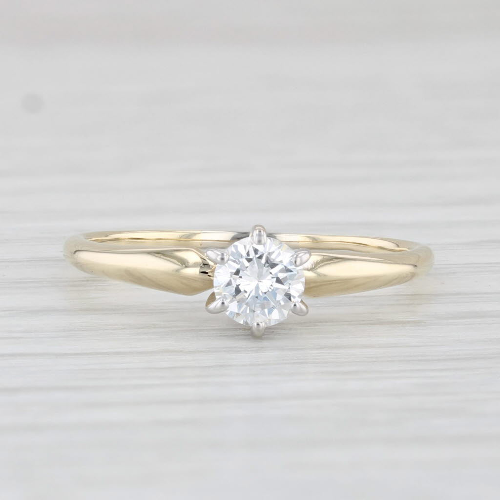 Light Gray 0.34ct VS2 Round Diamond Solitaire Engagement Ring 14k Gold Size 6.5