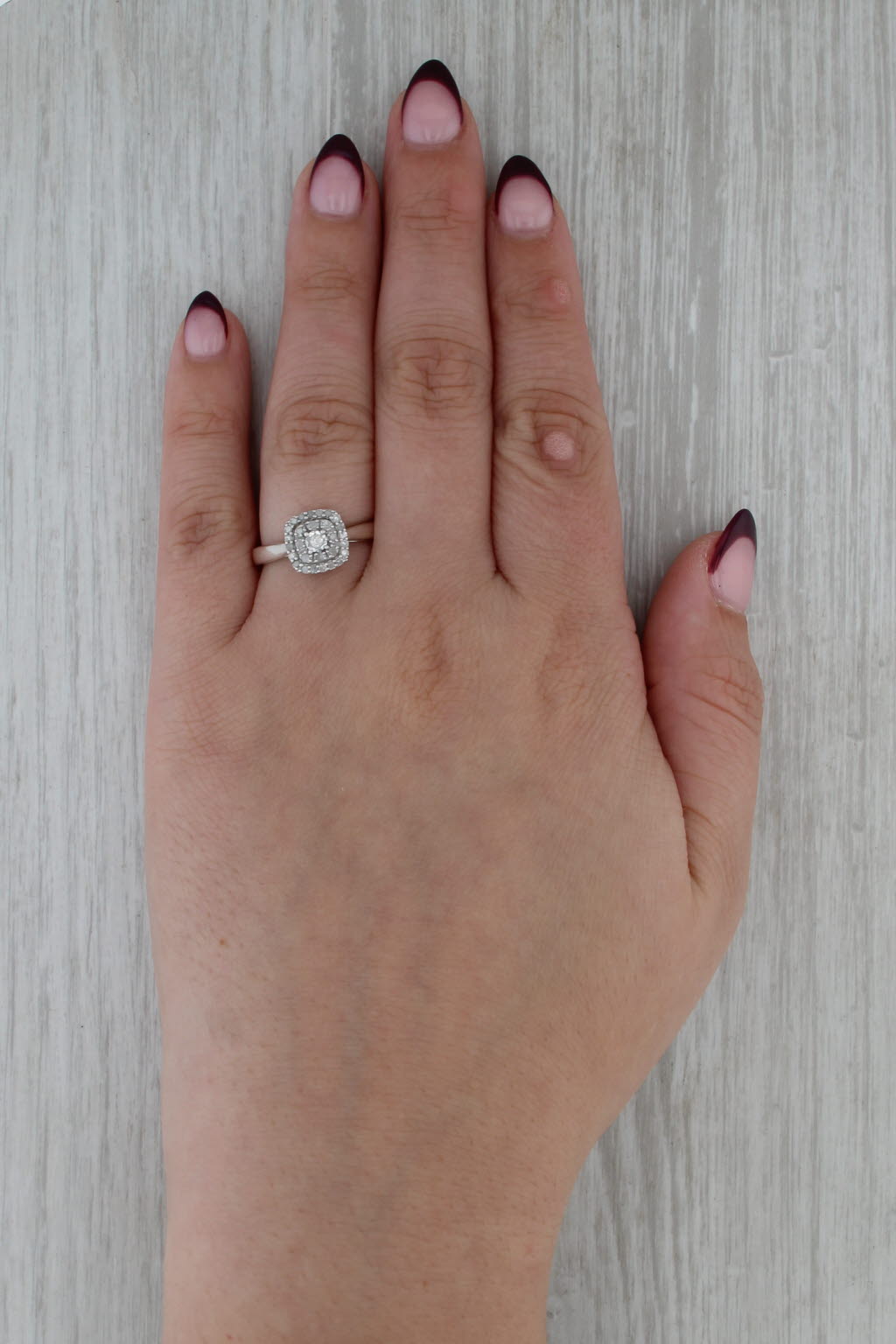 0.18ctw Diamond Halo Engagement Ring Sterling Silver Size 7