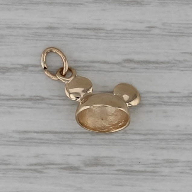 Mickey Mouse Ears Hat Charm 14k Yellow Gold Disney Souvenir Pendant