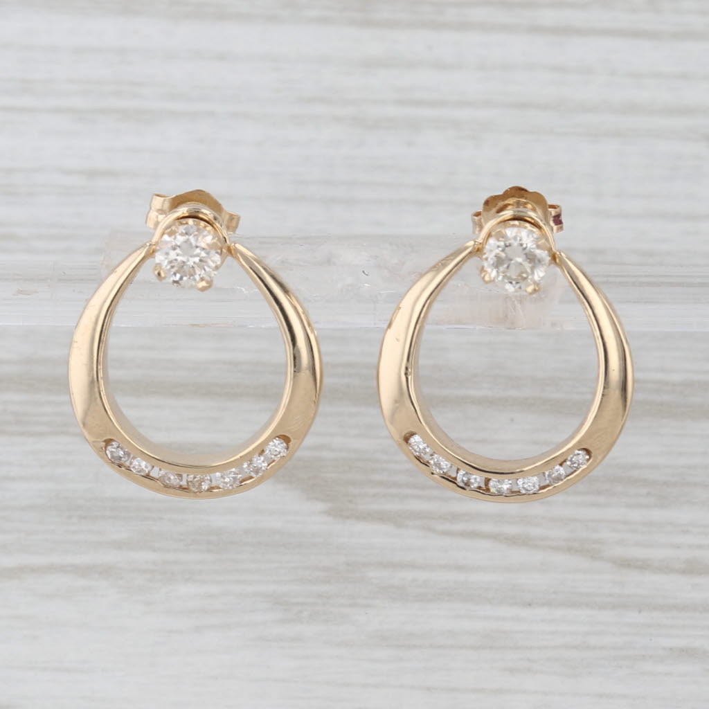 0.60ctw Diamond Stud Earrings w/ Jackets 14k Yellow Gold Convertible