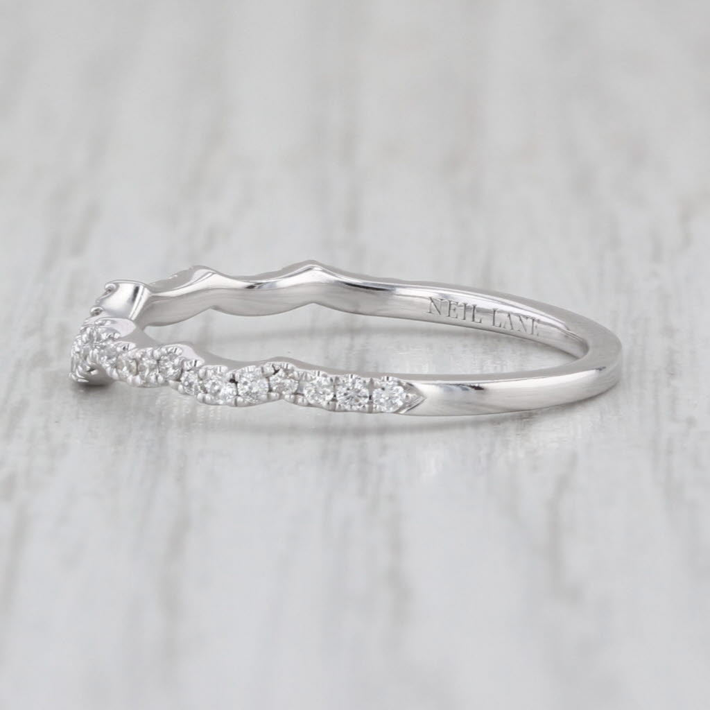 Neil Lane Contoured Diamond Ring 14k White Gold Wedding Band Size 8 Guard