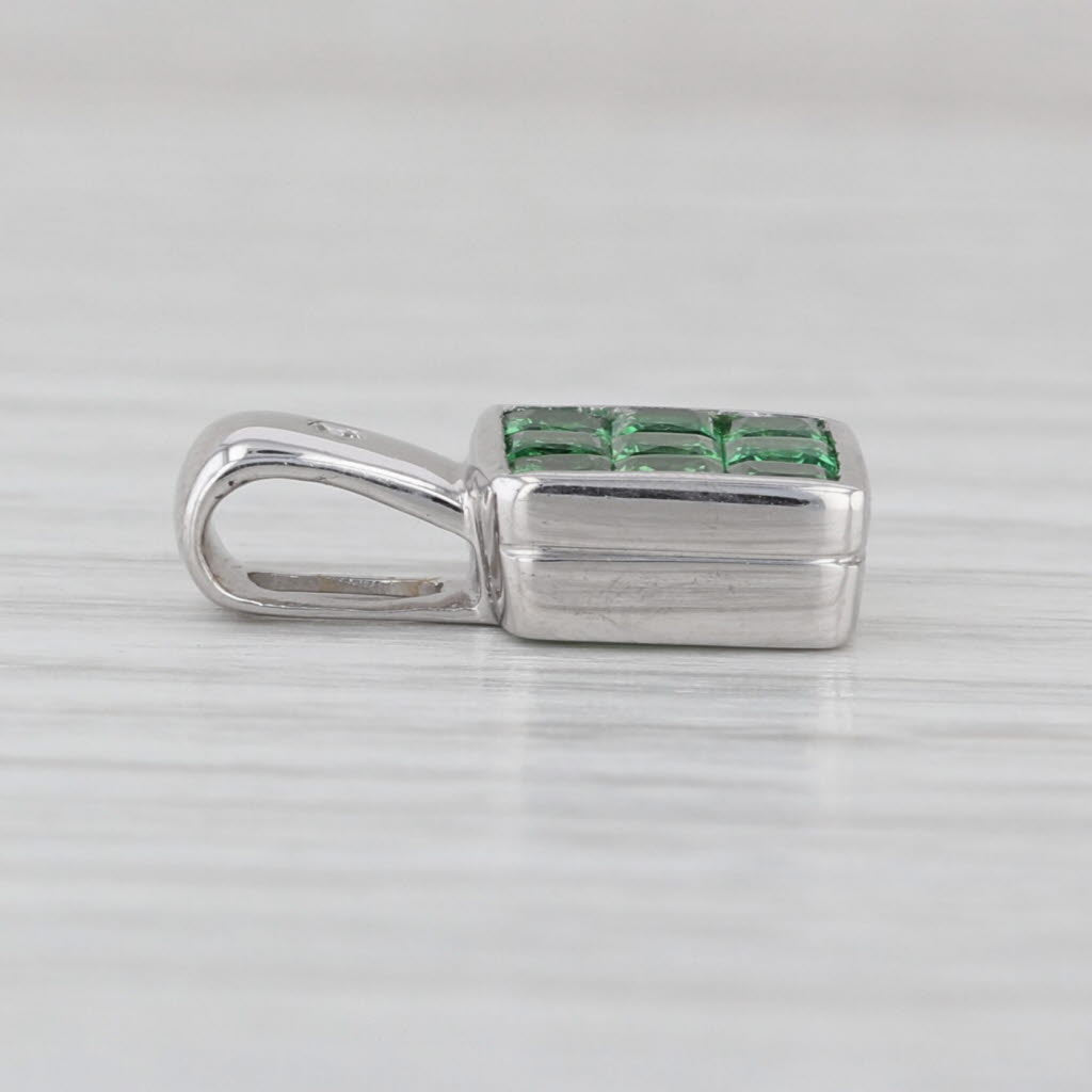 0.80ctw Tsavorite Green Garnet Diamond Pendant 18k White Gold Small Drop