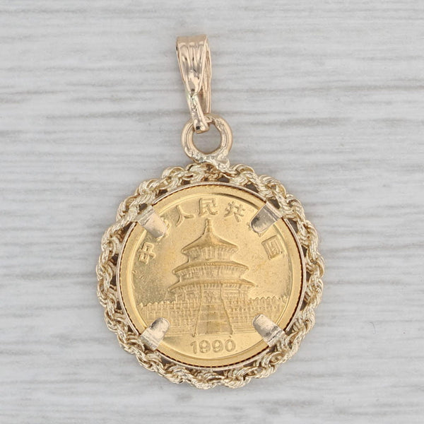 Authentic Chinese Panda Coin Pendant 14k 999 Gold 5 Yuan 1990