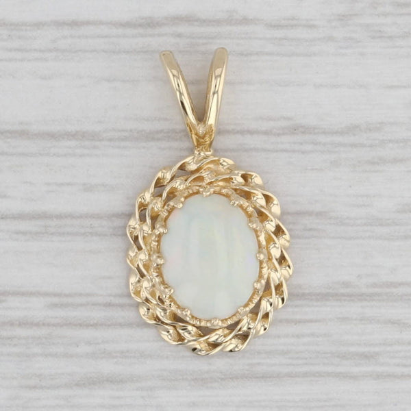 Gray Opal Solitaire Pendant 14k Yellow Gold Oval Cabochon