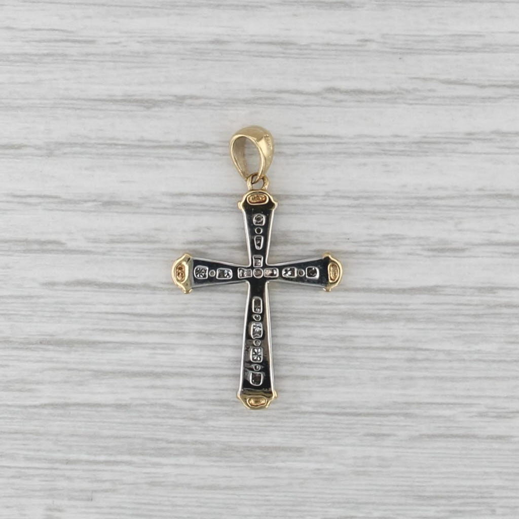 0.27ctw Diamond 2-Toned Cross Pendant 18k White Yellow Gold