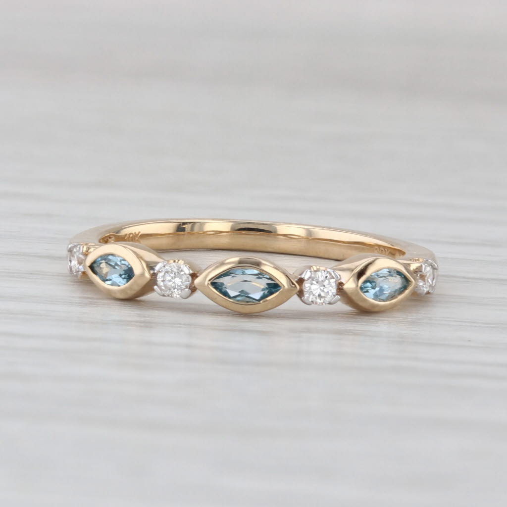 New 0.38ctw Topaz Diamond Ring 10k Gold Stackable Wedding Band Size 7