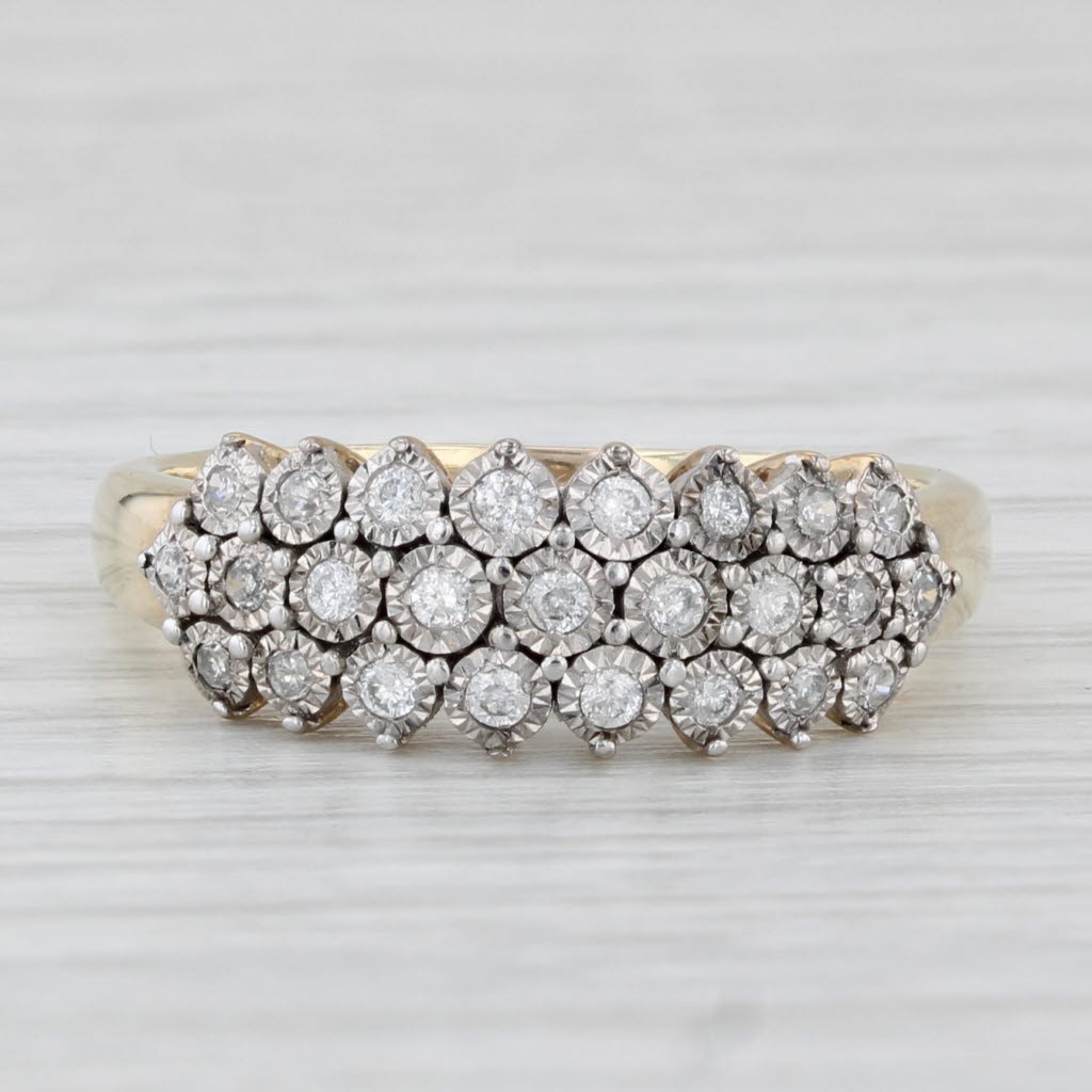 Light Gray 0.20ctw Diamond Cluster Ring 10k Yellow Gold Size 8.5 Wedding