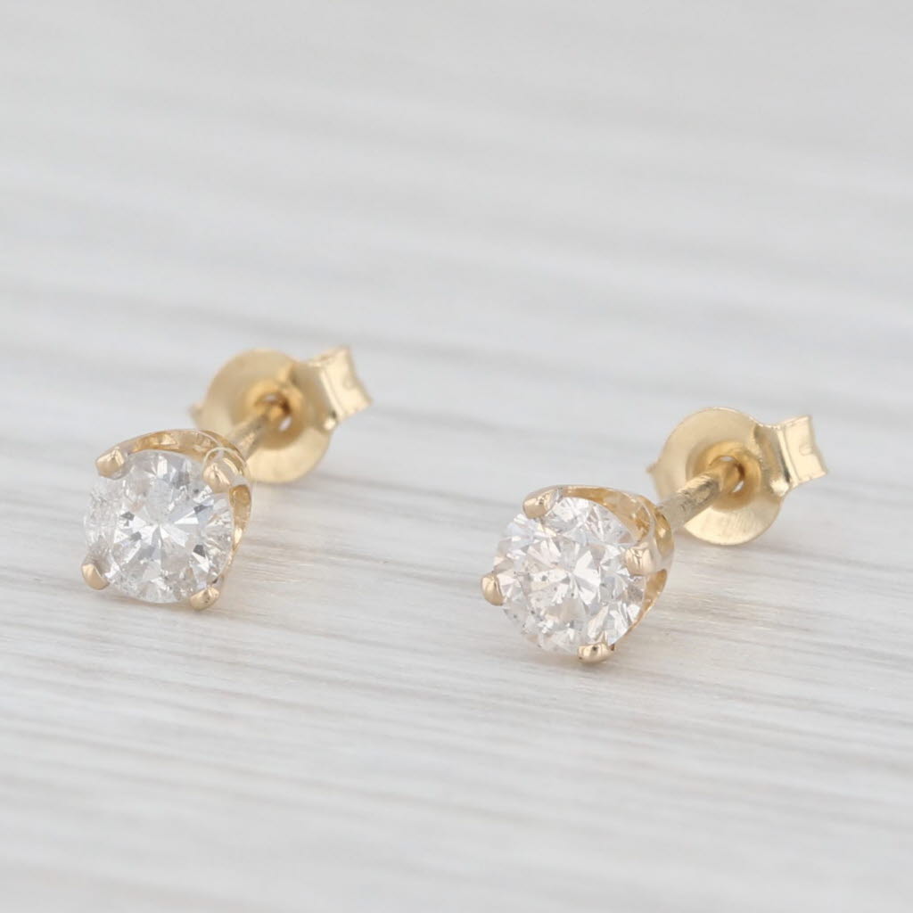 Light Gray 0.30ctw Round Solitaire Diamond Stud Earrings 14k Yellow Gold