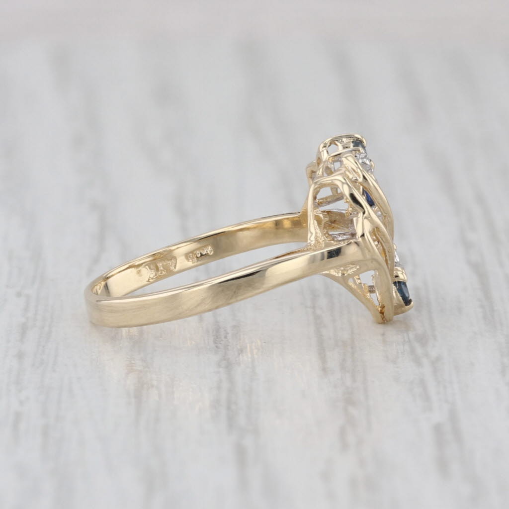 0.25ctw Blue Sapphire Diamond Heart Ring 10k Yellow Gold Size 6