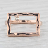 Diamond Accented Abstract Rectangle Ring Hammered 14k Rose Gold Size 6.75