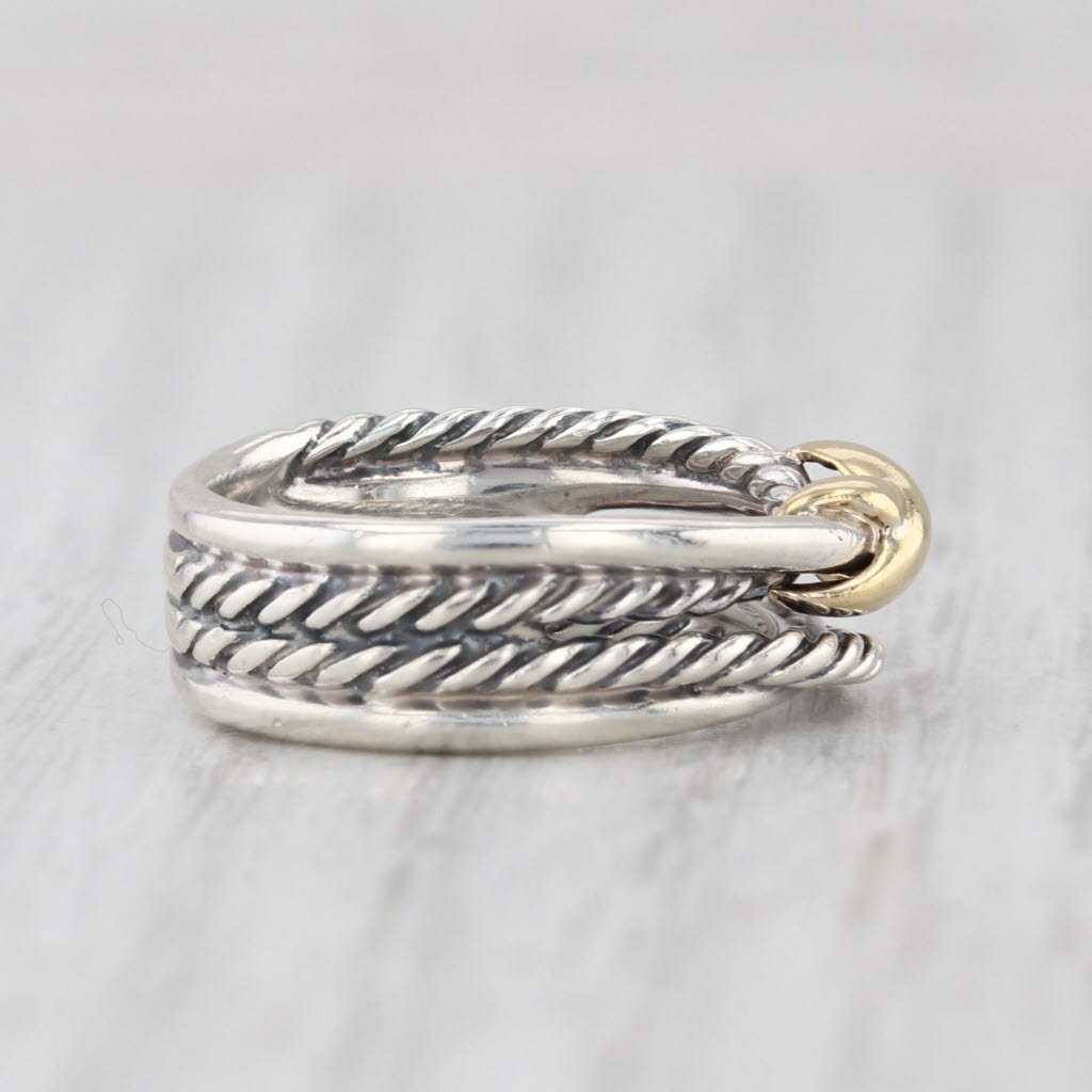 David Yurman Cable Crossover Ring Sterling Silver 18k Gold Size 4