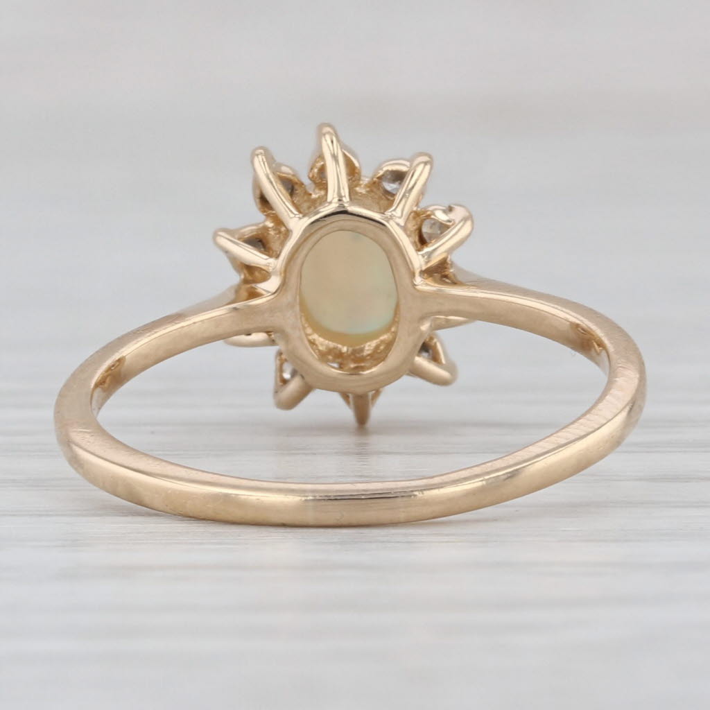 Opal Cabochon Diamond Halo Ring 14k Yellow Gold Size 7.5
