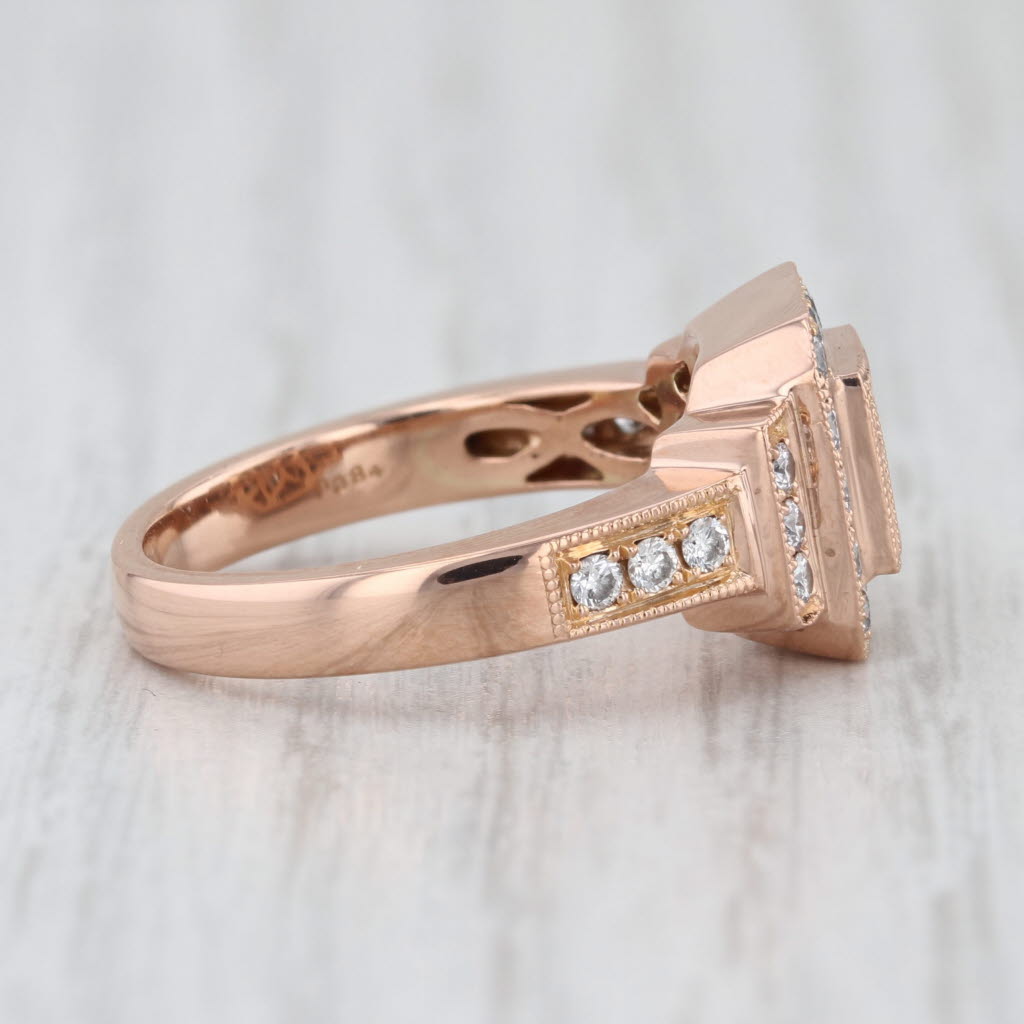 0.84ctw Diamond Halo Engagement Ring 18k Rose Gold Size 6.5-6.75