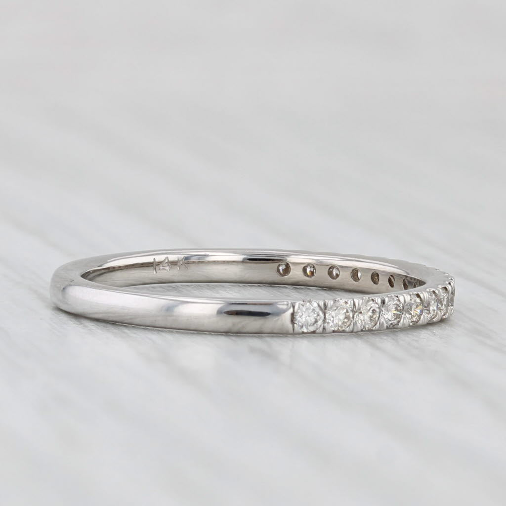 Light Gray 0.25ctw Diamond Wedding Band 14k White Gold Size 7 Stackable Anniversary Ring