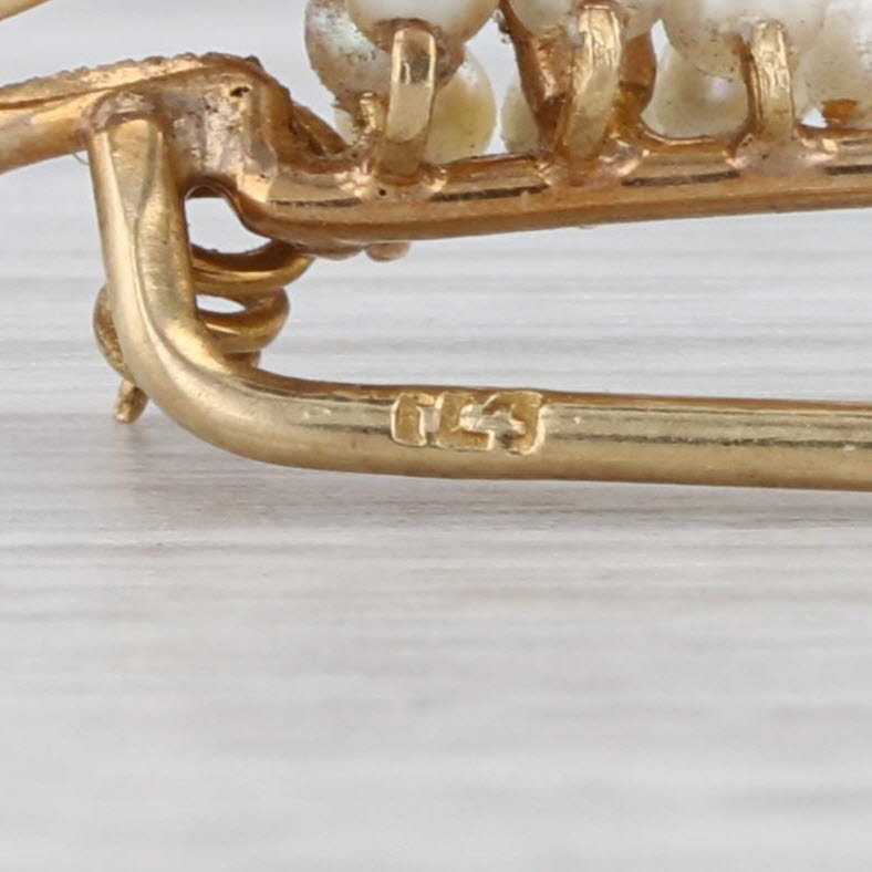 Antique Diamond Pearl Grape Bunch Stickpin 14k Yellow Gold