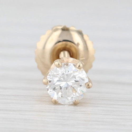 Light Gray Single 0.40ct Round Diamond Solitaire Stud Earring 14k Yellow Gold