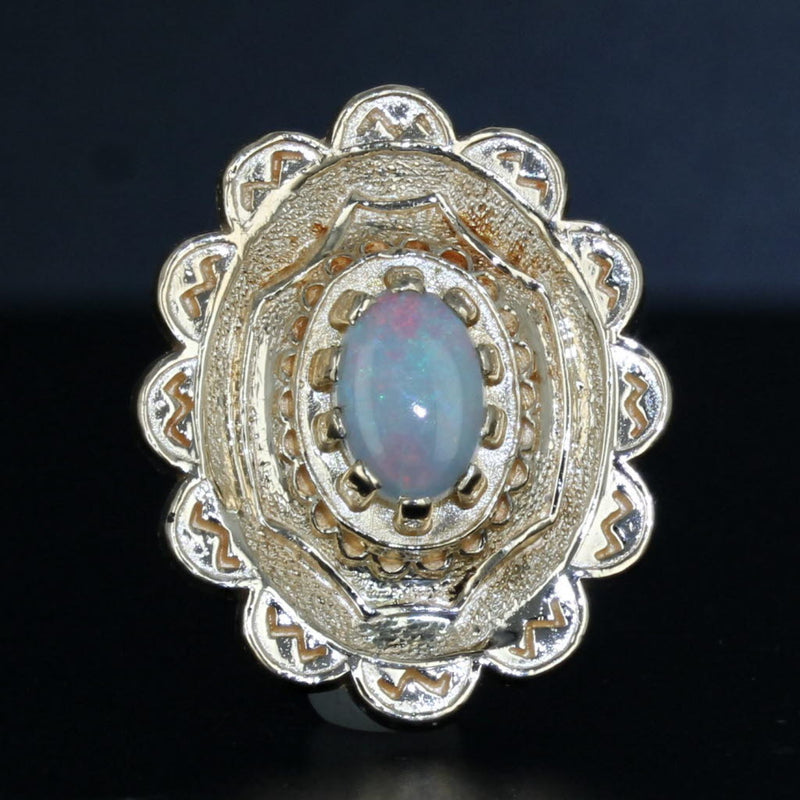 Richard Glatter Opal Slide Bracelet Charm 14k Gold Vintage Cabochon Solitaire