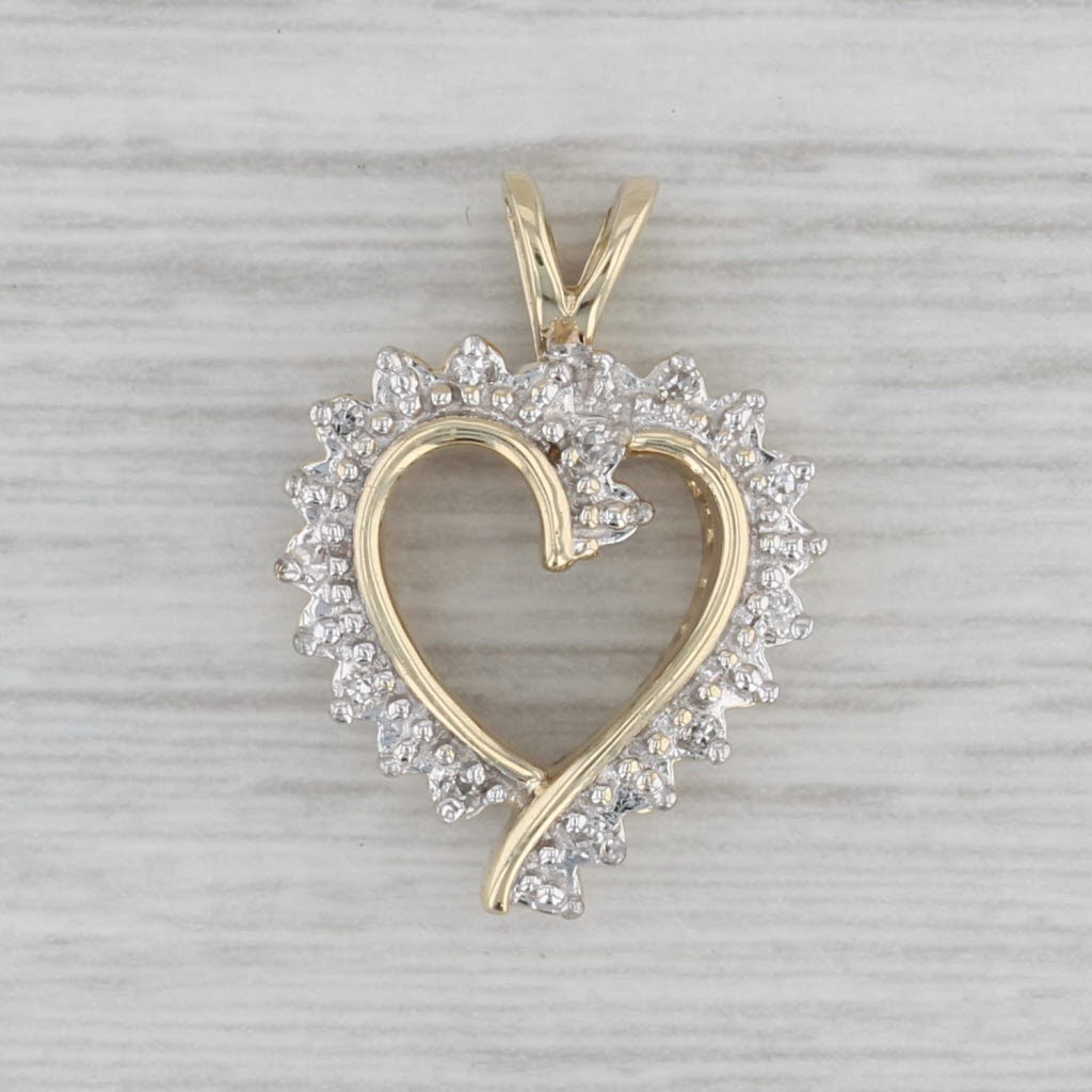 Gray Diamond Open Heart Pendant 10k Yellow Gold Keepsake Gift