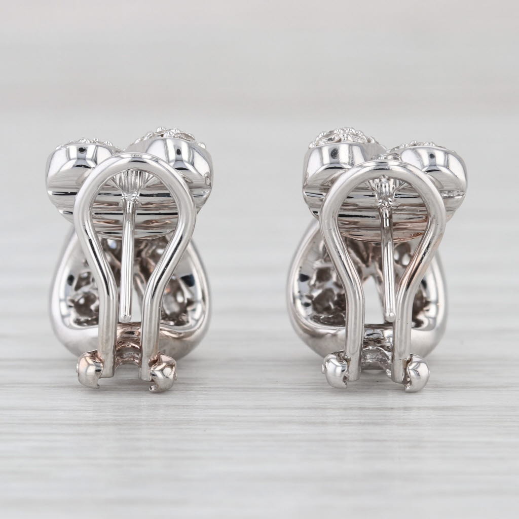 1.24ctw Diamond Crossover X Drop Earrings 18k White Gold Omega Backs