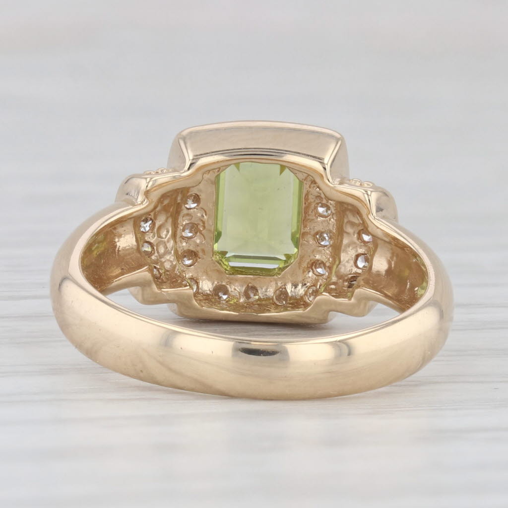 Light Gray 1.40ctw Peridot Diamond Halo Ring 14k Yellow Gold Size 7 Engagement