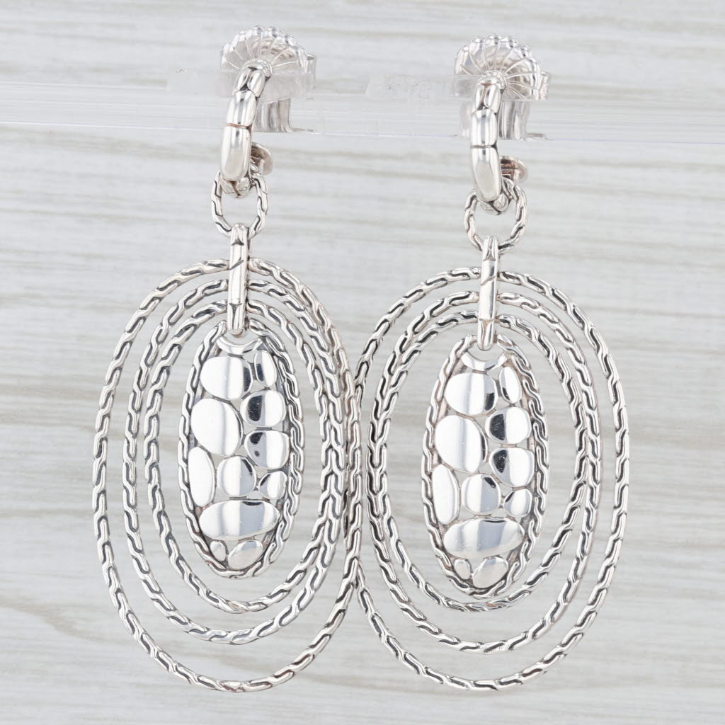 Light Gray John Hardy Kali Zen Statement Earrings Sterling Silver Drops Enhancers
