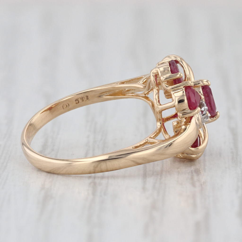 1.02ctw Ruby Cluster Diamond Ring 14k Yellow Gold Size 6.25