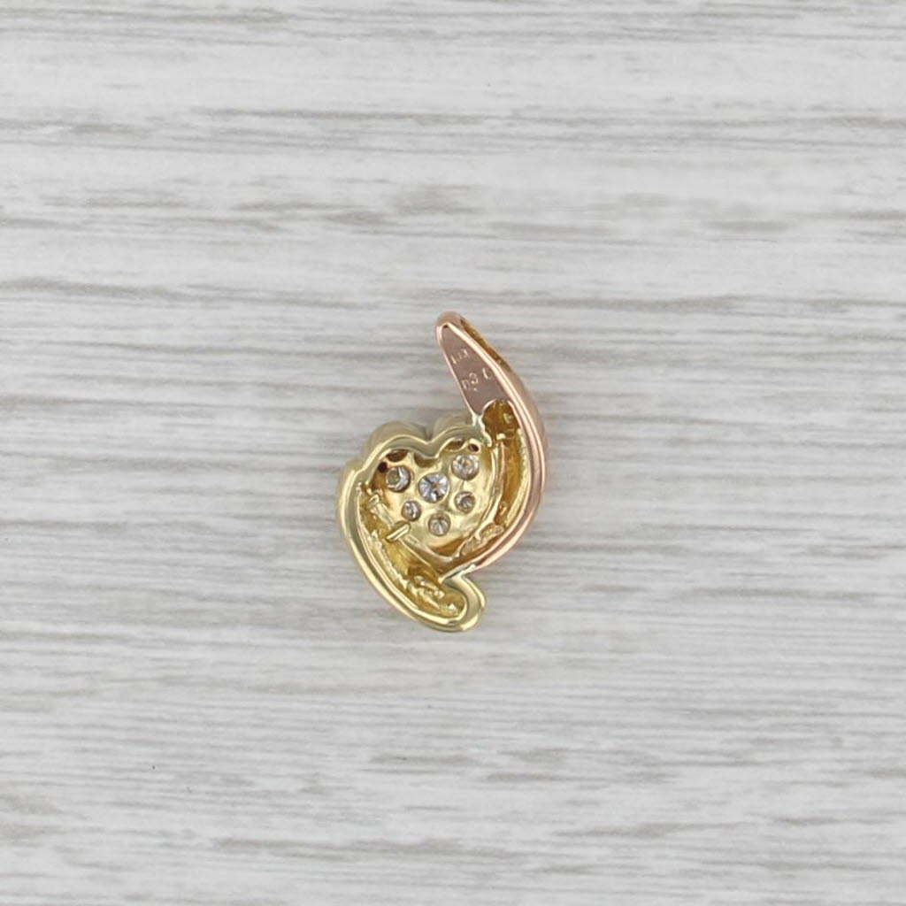 0.30ctw Pave Diamond Heart Bypass Pendant 18k Yellow Rose Gold