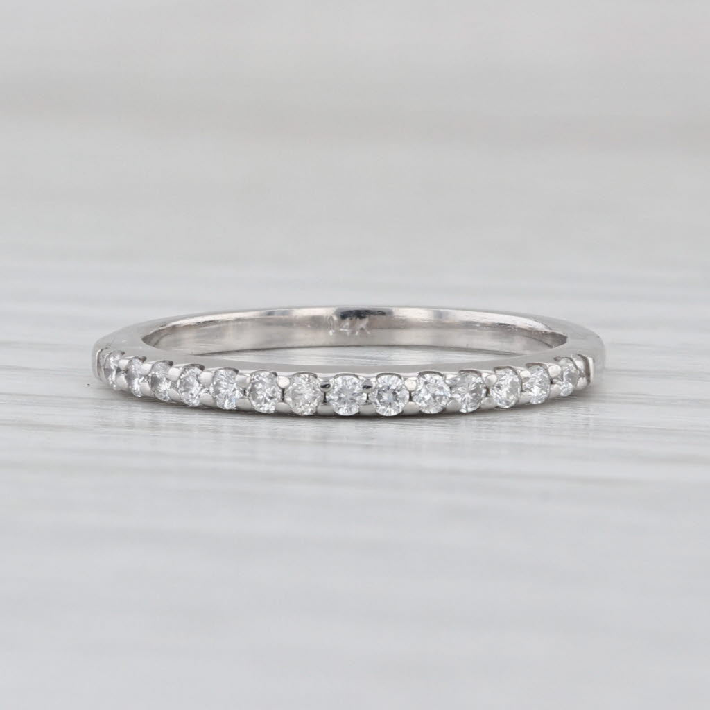 0.15ctw Diamond Wedding Band 14k White Gold Size 4.75 Stackable Ring