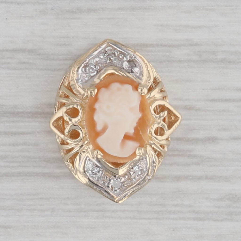 Gray Richard Klein Carved Shell Cameo Slide Bracelet Charm 14k Yellow Gold Vintage