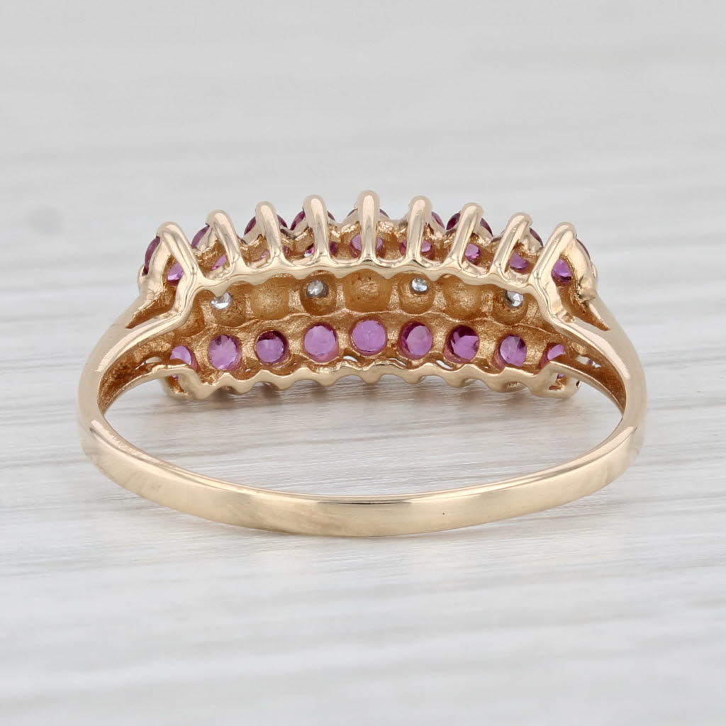 Light Gray 0.34ctw Ruby Diamond Ring 10k Yellow Gold Size 6.75 Tiered Stackable