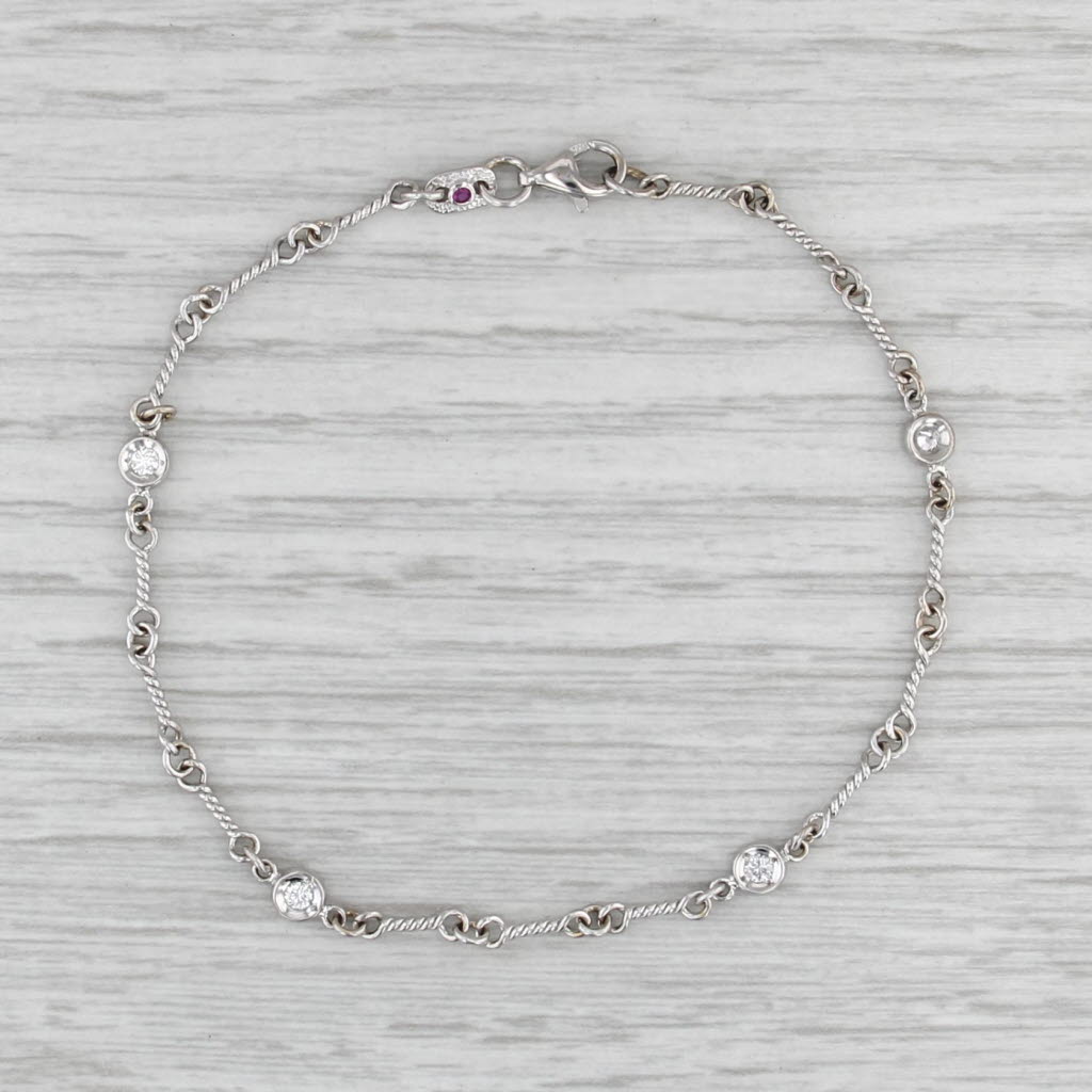 Roberto Coin Diamond by Inch Bracelet 0.16ctw 18k Gold Dog Bone Station Chain