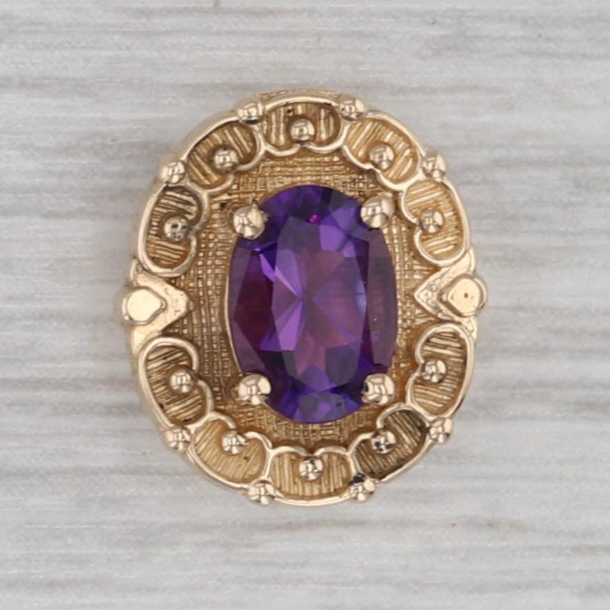Gray 0.70ct Amethyst Solitaire Slide Bracelet Charm 14k Yellow Gold Richard Glatter