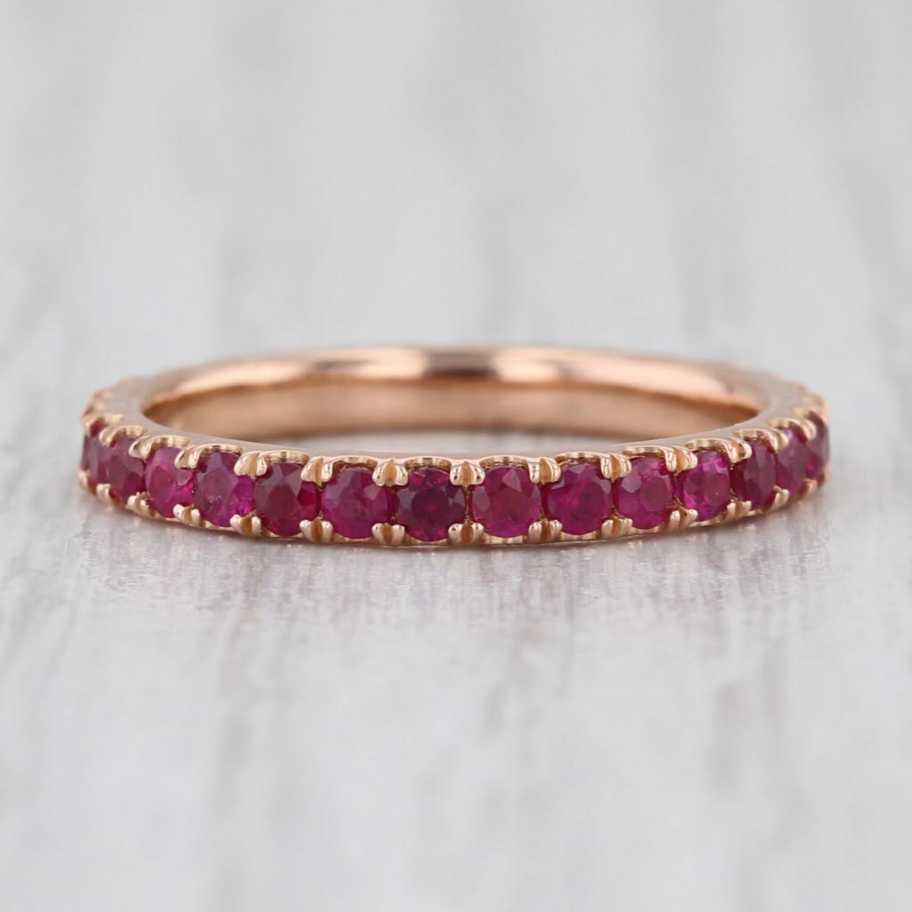 1ctw Natural Lab Grown Ruby Sapphire Eternity Band 18k Gold Stackable Ring