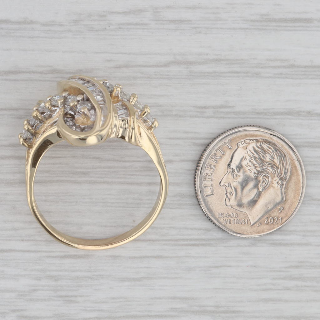 Gray 0.85ctw Diamond Bypass Ring 14k Yellow Gold Size 10.75