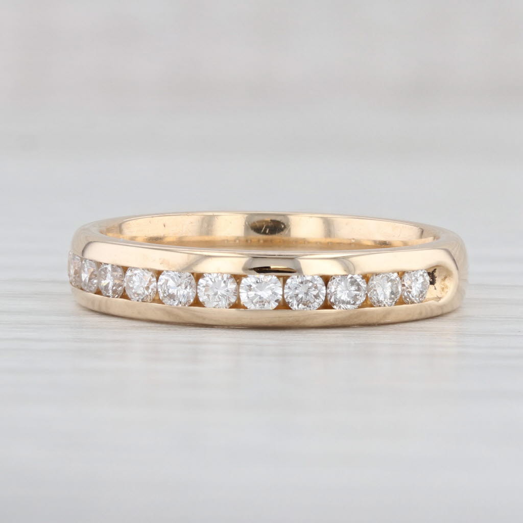 Light Gray 0.50ctw Diamond Wedding Band 14k Yellow Gold Size 7 Stackable Anniversary Ring