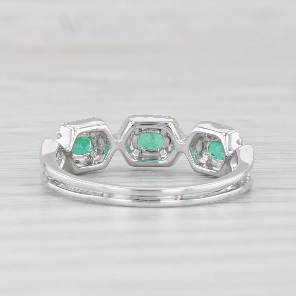 Light Gray 0.71ctw Emerald Diamond Ring 14k White Gold Size 6.5 Stackable