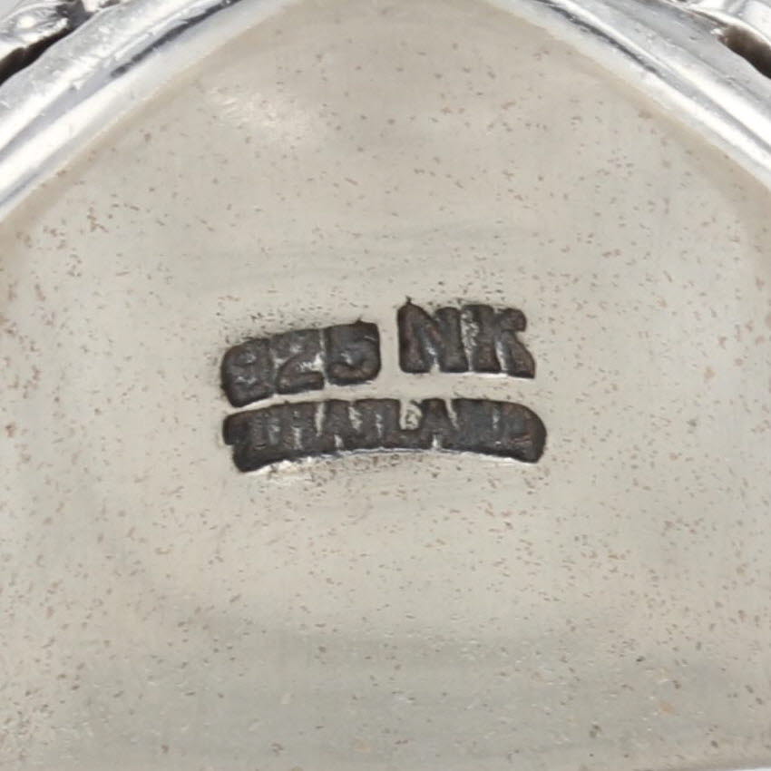 Orange Spiney Oyster Coral Resin Ornate Ring Sterling Silver Size 6.75