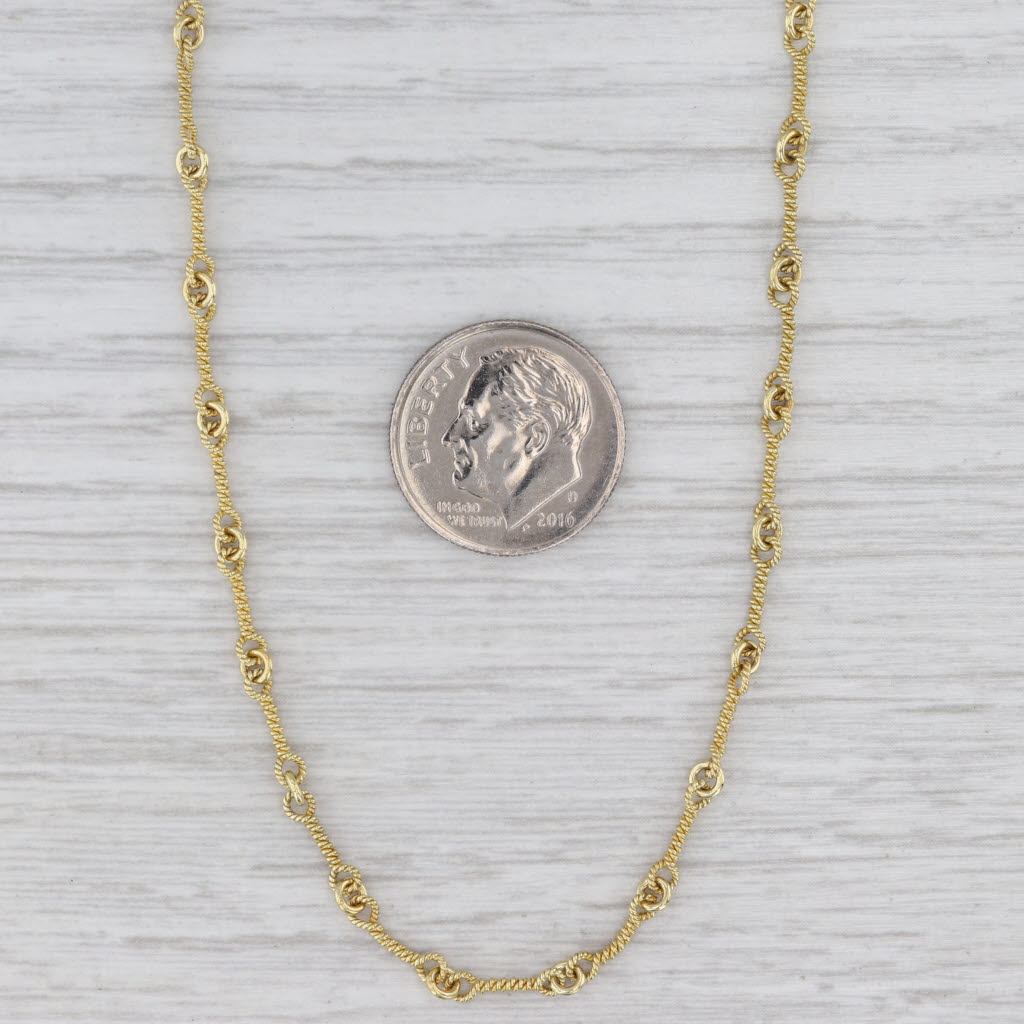 Bar Chain Necklace 18k Yellow Gold 18" 2mm Textured Links