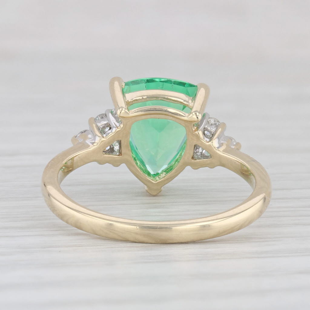 Light Gray 2.72ctw Pear Lab Created Green Sapphire Diamond Ring 10k Yellow Gold Size 7