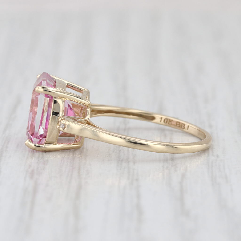 5.45ctw Pink Topaz Diamond Ring 10k Yellow Gold Size 7.5