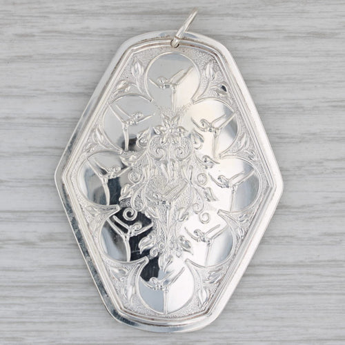 Gray 1979 Towle Floral Embossed Sterling Silver Ornament Pendant Holiday