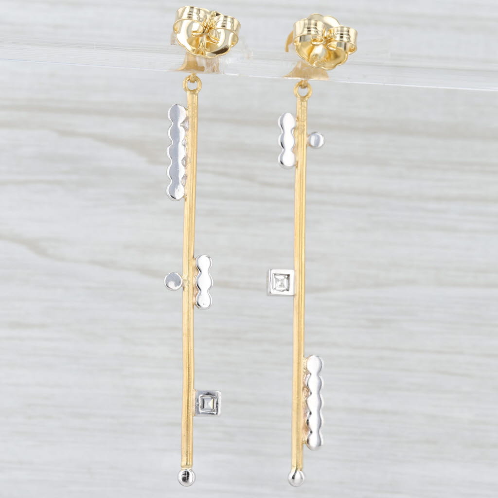 Light Gray Lika Bejar Deco Collection 0.62ctw Diamond Dangle Earrings 18k 22k Gold