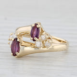 0.76ctw Marquise Ruby Diamond Bypass Ring 14k Yellow Gold Size 6.5
