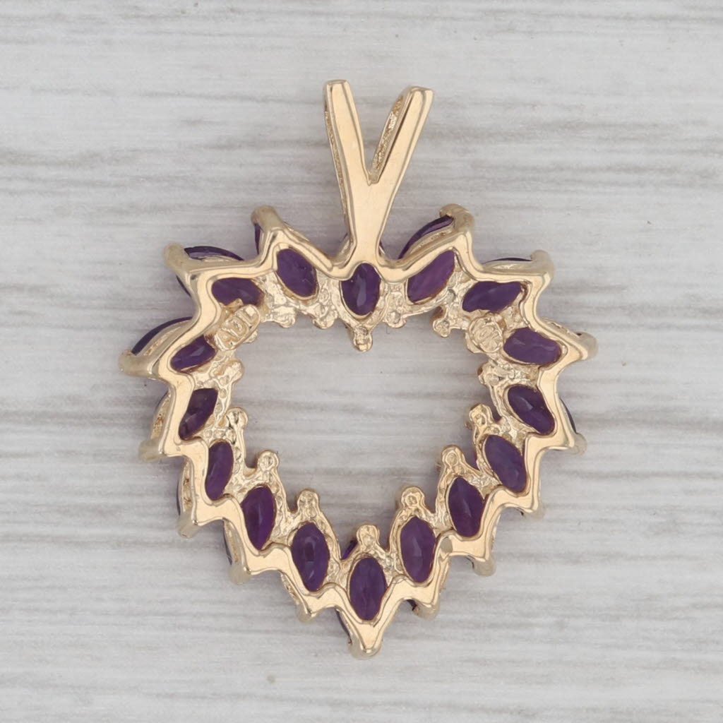 Gray 2.20ctw Amethyst Open Heart Pendant 10k Yellow Gold