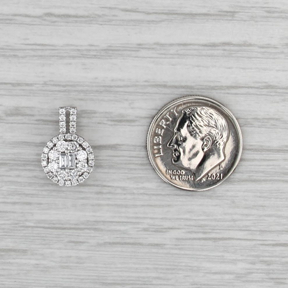 0.51ctw Diamond Flower Halo Pendant 18k White Gold Small Drop