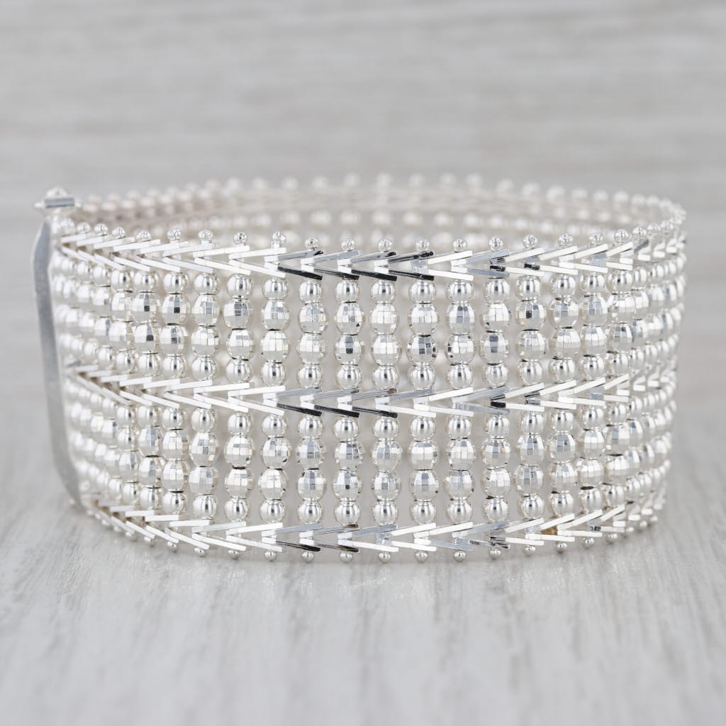 Mesh Chain Statement Bracelet Sterling Silver 7.5" 28.8mm Milor Italy