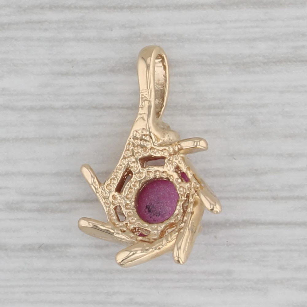 Gray Lab Created Star Ruby Pendant 14k Yellow Gold Diamond Accents